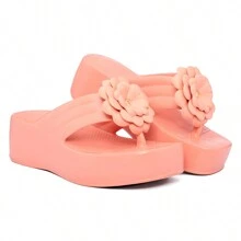 EVVA HIT Women's Platform Flip Flops With Super Light And Soft EVA Heel - 乾枯玫瑰色 - 查看 2