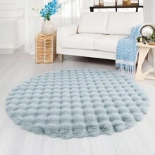 1pc Plush Soft Comfortable Circular Solid Color Rug, Cozy Fluffy Carpet Suitable For Bedroom, Living Room, Sofa, Vanity Area And More Gifts Birthday Graduation