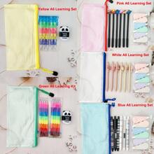 5pcs Mesh Zipper Bag Waterproof Zippered Document Holder For School & Office, Suitable For A4/A5/A6 Size, Can Be Used As Pencil Case & Storage Bag,Back To School,School Supplies - Multicolor - View 11