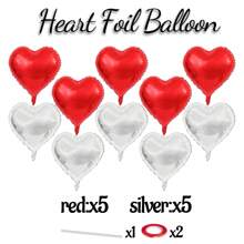 18inch 10pcs Heart-Shaped Foil Balloons, Red, Gold, Pink, Rose Gold, Silver, Multi-Colored Options, Suitable For Valentine's Day, Singles Party, Christmas Decoration, Wedding, Proposal, Bridal Shower, Anniversary, Birthday Party, Party Decor, Christmas - 10 Love Hearts - View 22