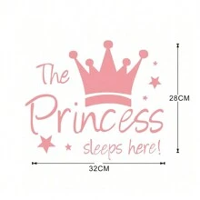 1pc Pink Princess Crown Wall Sticker Girl Bedroom Decor Decal, Suitable For Kids Room Decorationbaby Shower Family Decorations Gifts - Multicolor - View 6