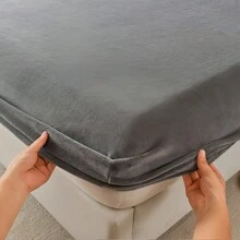 3pcs Crystal Velvet Bedsheet Set, 1pc Bedsheet + 2pcs Pillowcases (Without Filler), Deep Pocket Soft Bedding Set - Dark Grey - View 5