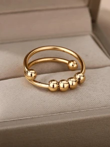 1 件装 女士抗焦虑球珠戒指 开口旋转珠 自由旋转珠 抗压力戒指 珠宝礼物