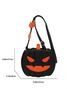 时髦朋克风格蒸汽朋克哥特式南瓜图案时尚斜挎包南瓜，粉色 G 适合少女、女士、大学生、派对女孩，完美的礼物，亡灵节 - 黑色 - 查看 9