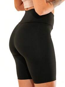 Bermuda Legging Mid-Thigh Suplex Gym High Waist Shorts Leg Women Wholesale G1 G2 G3 - màu đen - Xem 2