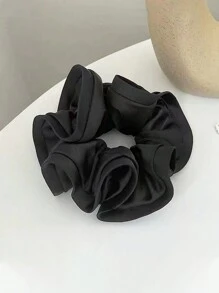 1pc/3pcs Elegant Satin Large Scrunchies With Ruffle Trim, Soft & Stretchy Hair Ties For Bun, Ponytail, Everyday Usescrunchy Hair Ties, Casual
