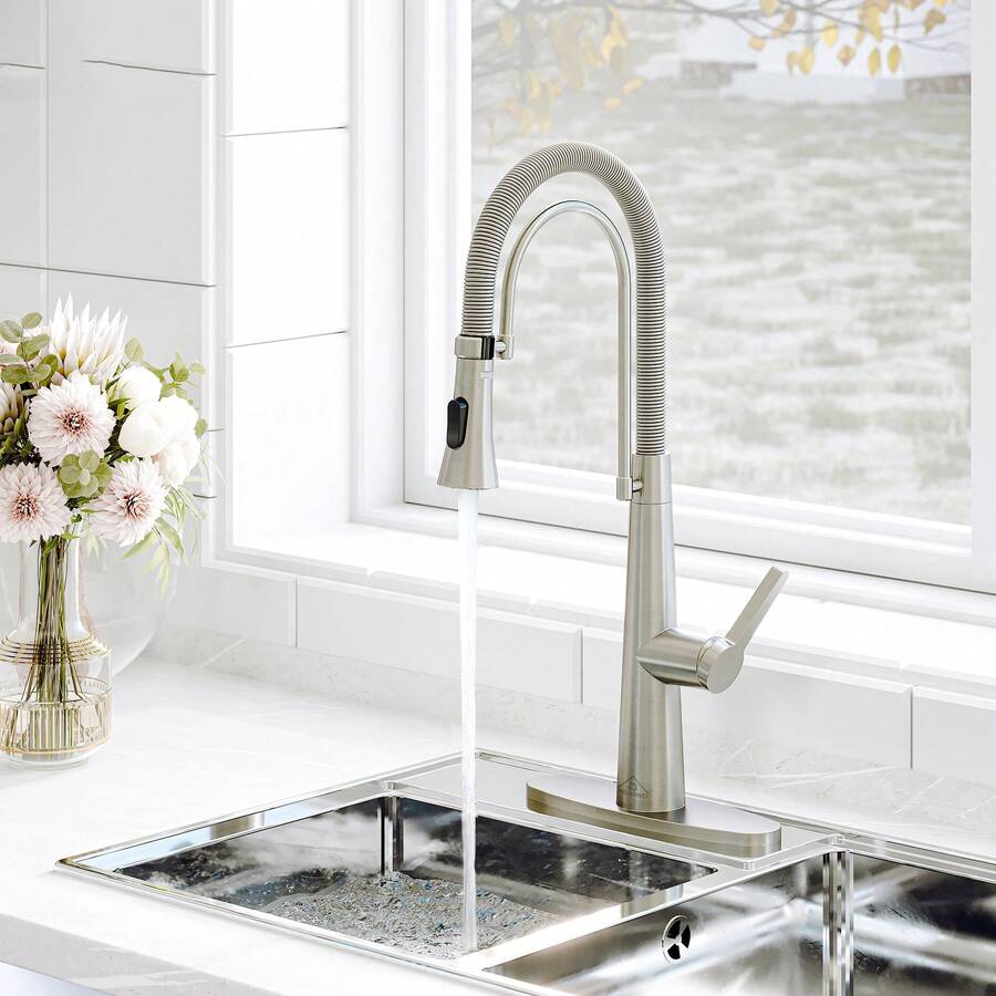 MONDAWE SingleHandle Spring Neck Standard Kitchen Faucet With Dual