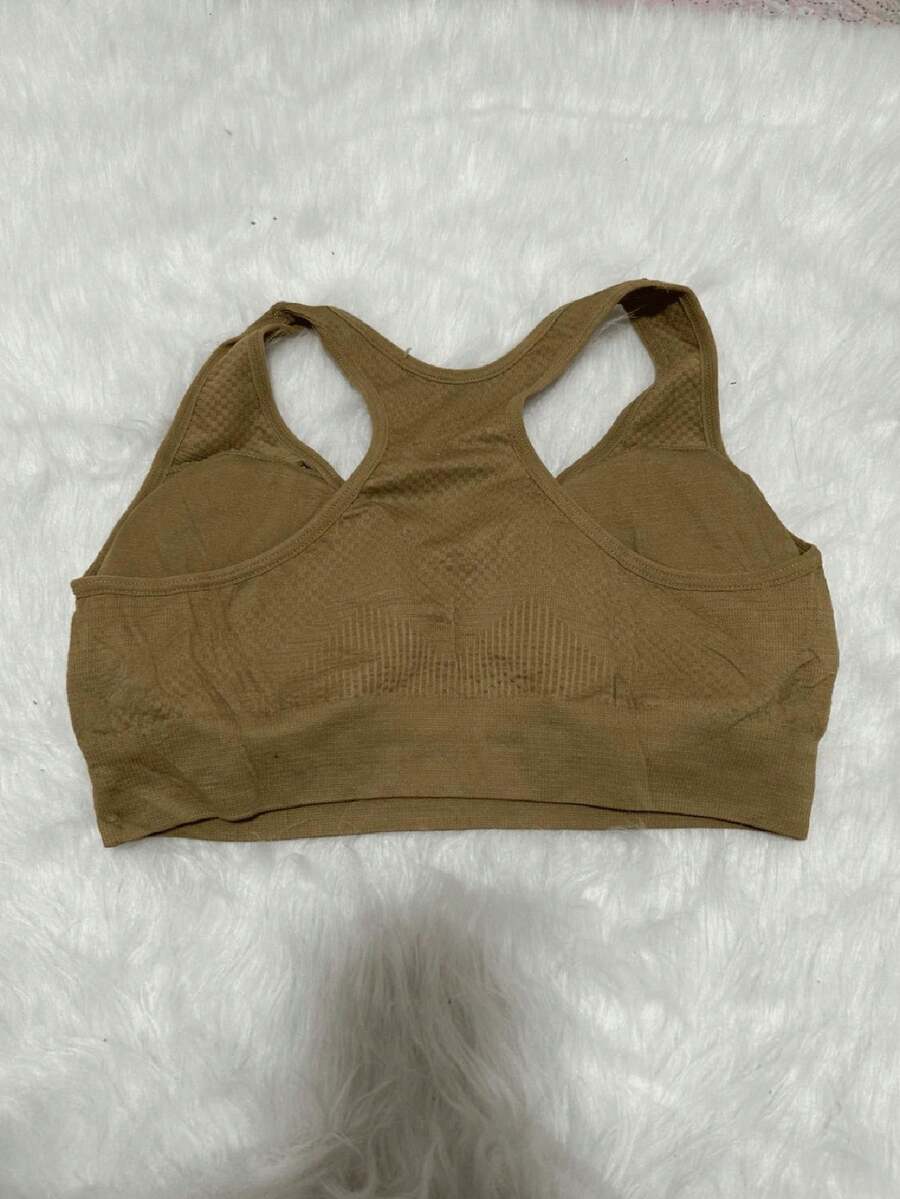 Underwear Sports Top With Removable Pad Low-Cut Comfort Wide Back Lightweight Ideal For The Gym Comfortable Neckline Varied Fits Well Modern Elegant Great Quality Breast Lift Intimate Piece Support Reinforced - Màu Khaki - Xem 1