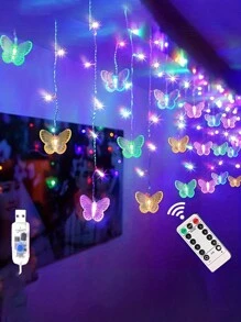 1pc Magic Butterfly LED String Lights - 96 LEDs, 8 Modes, USB, Remote Control, Copper Wire Fairy Lights For Room, Bedroom, Christmas, Wedding, Party, Dorm, Patio Decor - Multi-color light - View 15