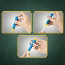 4支蓝色彩色粉笔专用按压式笔筒，老师专用粉笔不脏手 - 彩色 - 查看 5