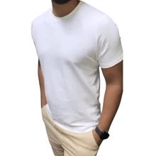 Premium Basic T-Shirts Made Of Peruvian Fabric With Smooth Elastane, Slim Fit And Traditional Design. - 奶油色 - 查看 2