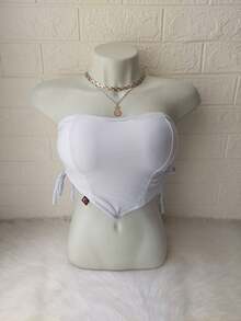 Women's Cropped Top With Band And Tie With Suplex Cup Strapless Blogueirinha One Size - Fits Sizes 36 To 42 - 白色 - 查看 3