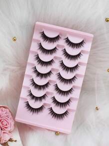 Pestañas postizas naturales con efecto wispy, pestañas postizas de aspecto natural, pestañas postizas naturales con efecto abierto, pestañas postizas de ojos suaves y esponjosas, 7 pares para maquillaje diario - Pestañas Naturales - Ver 6