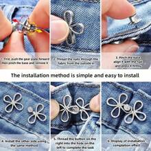 Set cataramă reglabilă pentru talie pentru pantaloni - Metal, nasture detașabil pentru blugi, fără cusătură, pentru strângerea taliei, închidere cu capsă ușor de fixat pentru haine - Alb