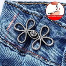 Set cataramă reglabilă pentru talie pentru pantaloni - Metal, nasture detașabil pentru blugi, fără cusătură, pentru strângerea taliei, închidere cu capsă ușor de fixat pentru haine - Alb