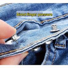 Set cataramă reglabilă pentru talie pentru pantaloni - Metal, nasture detașabil pentru blugi, fără cusătură, pentru strângerea taliei, închidere cu capsă ușor de fixat pentru haine - Alb