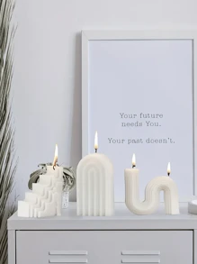 1 pieza Vela perfumada con forma geométrica hecha a mano, decoración del hogar con soporte de vela de diseño minimalista de varios niveles - Blanco - Ver 5