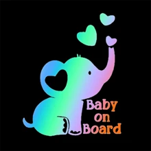 Miếng dán phản quang sáng tạo hình em bé trên xe voi trang trí cửa sổ kính sau xe hơi cho mẹ và con, miếng dán nhắc nhở thiết yếu cho máy tính xách tay - Nhiều màu - Xem 6