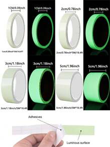 1pc 5m/16.4ft Glow-In-The-Dark Self-Adhesive Tape, Green Fluorescent Tape, Warning, DIY Decor Pattern, Luminous Tape For Stairs, Stage, Scooter, Bicycle, Decoration,Stickers,Wall Decal, Vinyl Decal For Home Decorations,Spring Decoration Items Refresh Your Home,Rama Decoration Stickers