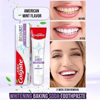 colgate Whitening Baking Soda Toothpaste North American Mint Flavor, Whitening, Gentle And Non-Abrasive, Rich Foam, Breath-Freshening, High Purity (120g/4.23 Oz )