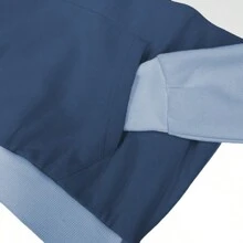 Mens Color Block Stripe Cotton Hoodie And Sweat Pant Jogger Set Co-Ord Long Sleeve Two-Piece Set - Không quân - Xem 4