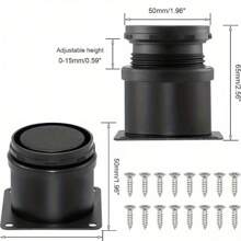 4 件可调节圆形家具腿，4 英寸不锈钢橱柜脚，金属带黑色塑料涂层，50x100mm，适用于 DIY 家具项目，包括 16 个螺丝 - 彩色 - 查看 8