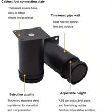 4 件可调节圆形家具腿，4 英寸不锈钢橱柜脚，金属带黑色塑料涂层，50x100mm，适用于 DIY 家具项目，包括 16 个螺丝 - 彩色 - 查看 5