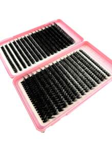 640pcs/Set 80D 9-18mm Mixed 5D Fluffy False Eyelashes Curly Individual Eyelash Extension DIY Makeup Tool Set - 黑色 - 查看 5