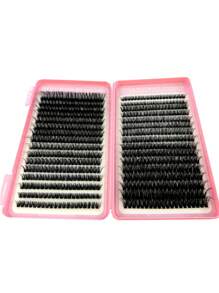 640pcs/Set 80D 9-18mm Mixed 5D Fluffy False Eyelashes Curly Individual Eyelash Extension DIY Makeup Tool Set - 黑色 - 查看 4