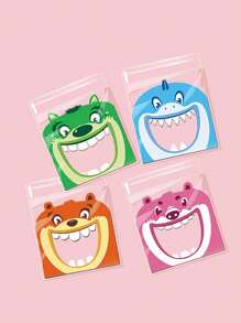 100 piezas Bolsas de plástico surtidas para galletas y aperitivos con diseño de monstruo de boca grande de dibujos animados, 7cm/10cm/14cm