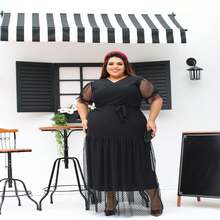 Plus Size Tulle Princess Sleeve Dress Size G1 G2 Wears 50 To 60 - màu đen - Xem 4