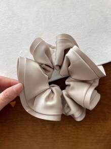 1pc/3pcs Elegant Satin Large Scrunchies With Ruffle Trim, Soft & Stretchy Hair Ties For Bun, Ponytail, Everyday Usescrunchy Hair Ties, Casual