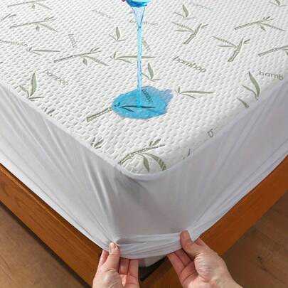 1 Pièce Couverture Imperméable En Bambou Pour Matelas, Drap-housse Frais Et Respirant Et Doux Avec Poche Profonde De 6 À 14 Pouces, Protège-matelas Silencieux Pour Bébé, Femmes Enceintes Et Personnes Âgées