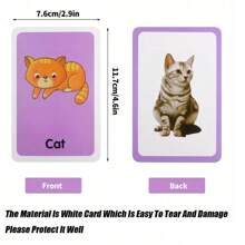 Tarjetas cognitivas para vocabulario en inglés en educación infantil temprana para bebés y niños pequeños, tarjetas flash de palabras de uso frecuente para suministros de kindergarten y juegos de homeschool para niños de preescolar, tarjetas de vocabulario de aprendizaje interesante y cognitivo para formas geométricas, animales, frutas, colores, tiempo, verduras, alimentos y bebidas, y partes del Body, regale a los niños un regalo de aprendizaje interesante, útiles escolares, regalos de Halloween y Navidad para estudiantes, escuela y niños - Multicolor - Ver 2