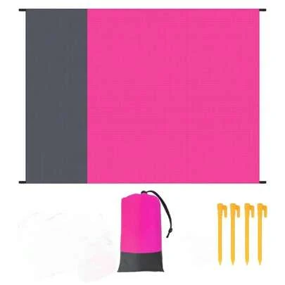 1个轻便口袋野餐垫 户外防潮垫 超大露营沙滩垫 户外瑜伽垫 草垫 （含4个地钉和收纳袋，尺寸100*100/300*300可选）户外旅行/郊游必备，让您无忧无虑享受海滩，多种颜色和尺寸可选