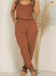 Confy Jumpsuit Super Comfortable And Versatile Viscolycra Mesh - 鏽棕色 - 查看 2