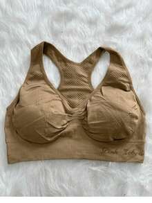 Underwear Sports Top With Removable Pad Low-Cut Comfort Wide Back Lightweight Ideal For The Gym Comfortable Neckline Varied Fits Well Modern Elegant Great Quality Breast Lift Intimate Piece Support Reinforced - Màu Khaki - Xem 3