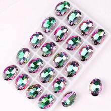 椭圆形、银色、金色金属爪基、彩虹色、果冻糖 AB、蛋白石色花式椭圆闪亮手工缝纫水晶玻璃手工缝制水钻装饰珠平背有孔宝石 DIY 配件缝制石头水钻用于装饰衣服、连衣裙、包、鞋子、胸针、耳环、手工艺品 DIY。 - 七彩 多色 - 查看 26