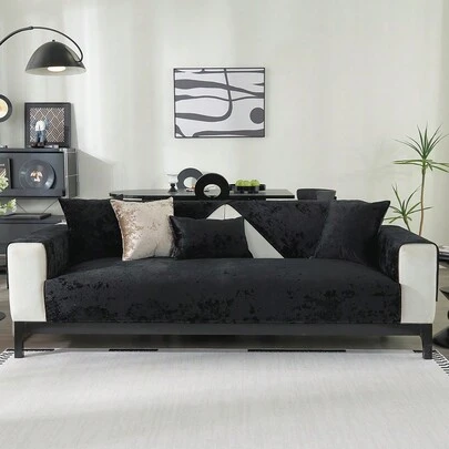 1 件装纯色天鹅绒沙发垫时尚防滑防刮家居装饰通用沙发垫四季适用