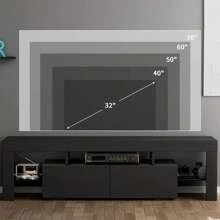Furniwell TV Stand For TV Up To 70",Entertainment Center With LED Lights - Black - View 6