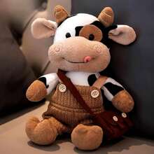 Juguete de peluche de vaca de dibujos animados de 11.8" - Relleno suave de PP, regalo de Navidad ideal - En blanco y negro - Ver 2