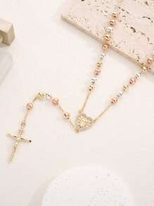 1pc Beaded Virgin Mary Necklace With Watermelon Pattern, Suitable For Women's Daily Wear Or Festive Occasions