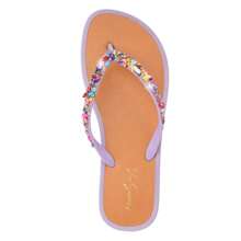 Women's Embroidered Flip Flops With Rhinestones Soft And Delicate Flat Beach And Pool Sandal - 丁香色 - 查看 2