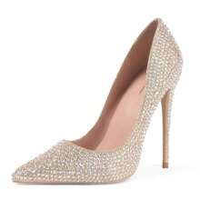 Women Pumps, Pointed Toe High Heel Glitter Rhinestone Heels Sparkly Prom Shoes Stiletto Wedding Heels For Bride Shoes For Women - 金色 - 查看 1