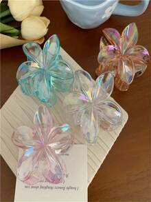 4 pièces Pinces à cheveux en forme de fleur Y2K pour femmes, effet mermaid avec laser, grande taille: 8cm/3,15 pouces, rose/blanc/bleu/jaune, pinces à cheveux en plastique légères, à la mode, polyvalentes, élégantes, minimalistes, accessoires capillaires de couleur unie convenant pour le port quotidien, les fêtes décontractées, les trajets domicile-travail, coiffure exclusive pour attacher les cheveux, les chignons, se laver le visage, se baigner, se maquiller et assortir les vêtements avec des accessoires, des couvre-chefs, des ornements et des pinces. Accessoires scolaires roses - Multicolore - Voir 9