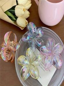 4 pièces Pinces à cheveux en forme de fleur Y2K pour femmes, effet mermaid avec laser, grande taille: 8cm/3,15 pouces, rose/blanc/bleu/jaune, pinces à cheveux en plastique légères, à la mode, polyvalentes, élégantes, minimalistes, accessoires capillaires de couleur unie convenant pour le port quotidien, les fêtes décontractées, les trajets domicile-travail, coiffure exclusive pour attacher les cheveux, les chignons, se laver le visage, se baigner, se maquiller et assortir les vêtements avec des accessoires, des couvre-chefs, des ornements et des pinces. Accessoires scolaires roses - Multicolore - Voir 10