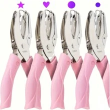 1pc Metal Handheld Paper Punch Punchers With Soft Grip,Star Hole Punch,Hand Grip Type Labor-Saving Puncher, Heart Hole Punch,Holes For DIY Craft Tag 2025 Graduation Gift, For Wedding - Pink - View 12