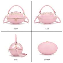 Bolso cruzado con forma de balón de fútbol - Bolso con temática deportiva única con correa ajustable - Rosa - Ver 2