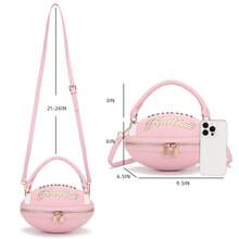 Bolso cruzado con forma de balón de fútbol - Bolso con temática deportiva única con correa ajustable - Rosa - Ver 3