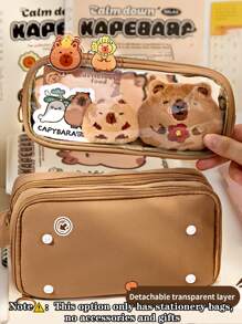 1pc Upgrade Large Capacity Portable Clamshell Detachable Transparent Pen Bag, Can Be Used To Store A Series Of Desktop Student Stationery Bag Such As Ruler Pen Erasers, Multi-Functional Dormitory Cosmetics Storage Bag, Campus Series Classroom Student Office Stationery Pencil Box, No Accessories Gifts Back To School,Pencil Case,Pencil Pouch,School Bag